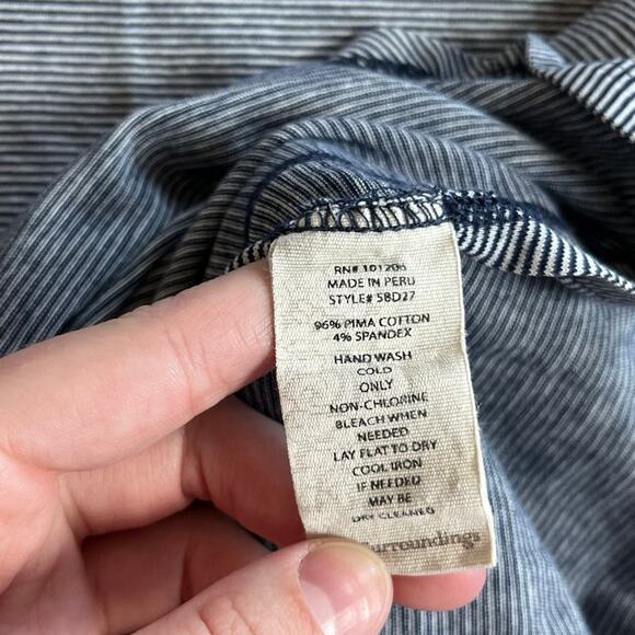 Soft Surroundings Top 3X Cotton Stretch Striped Cuffed Short Sleeve T-Shirt - Picture 8 of 12